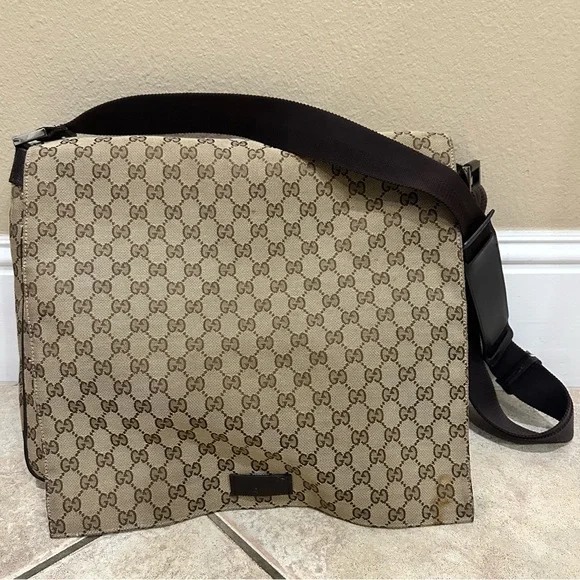 Gucci Tan and Brown Monogram Messenger Bag - Picture 1 of 7